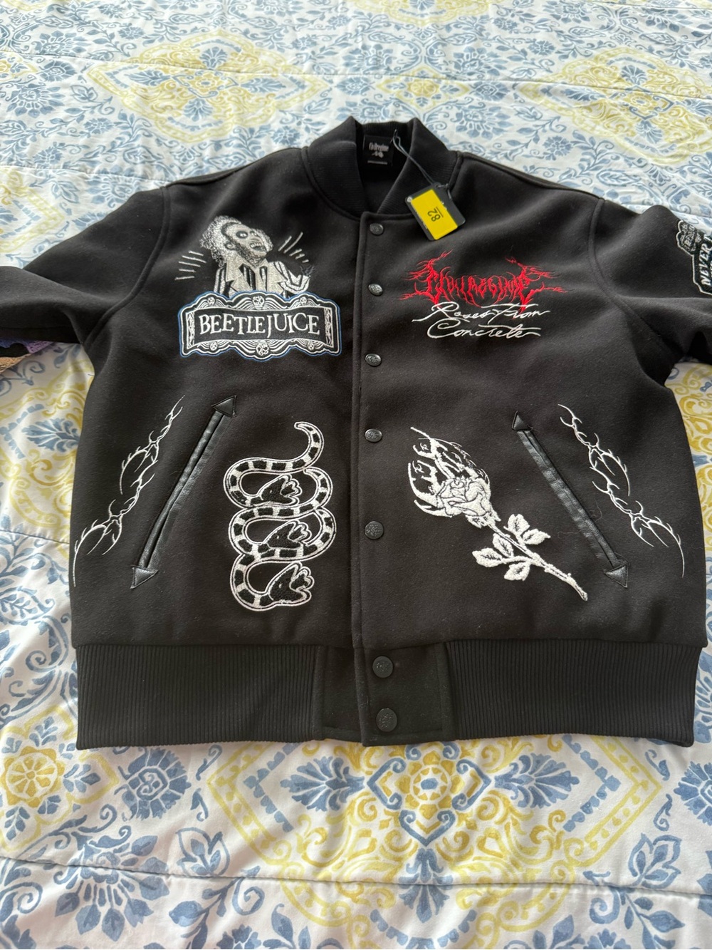 Civil Regime Black Beetlejuice Graphic Varsity Jacket